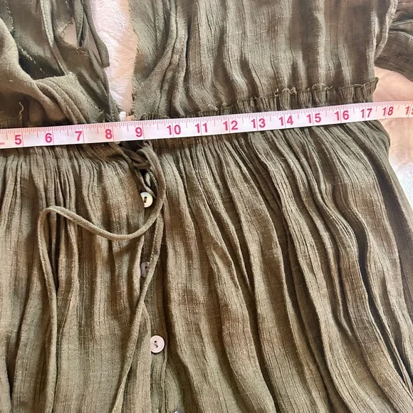 Flawless Flowy Bohemian Chic Forest/Olive Green Maxi Dress Size Small - Picture 15 of 15